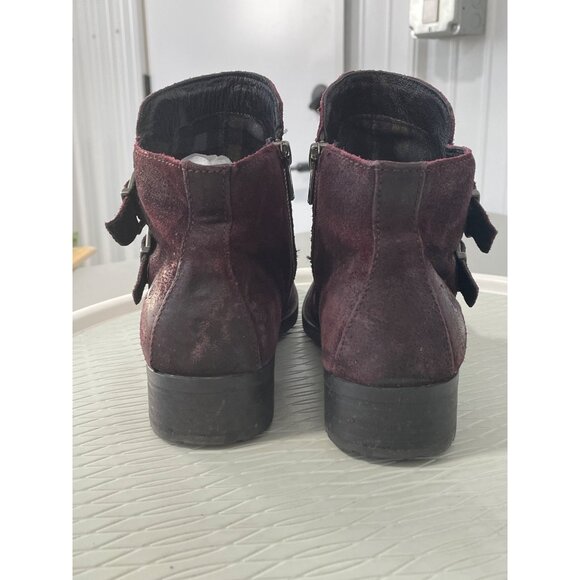 Born Adler Double Buckle Ankle Bootie Womens 7.5 Round Toe Burgundy Hippie Retro - Picture 6 of 8